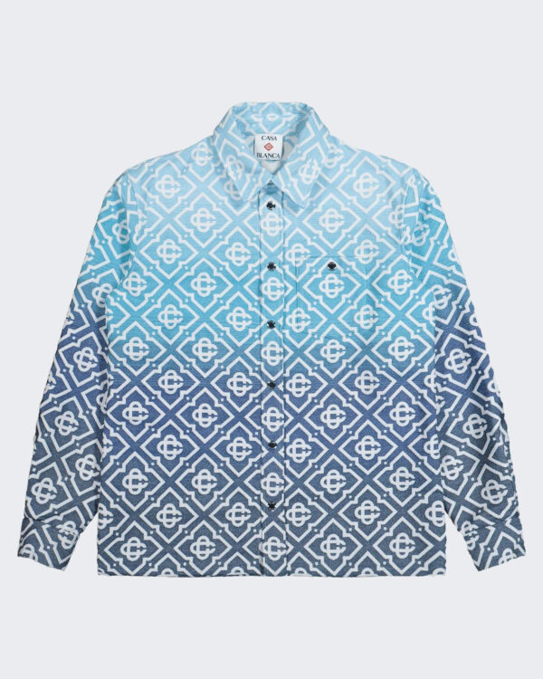 Casablanca Men’s Boucle Jacquard Shacket Blue overhemd