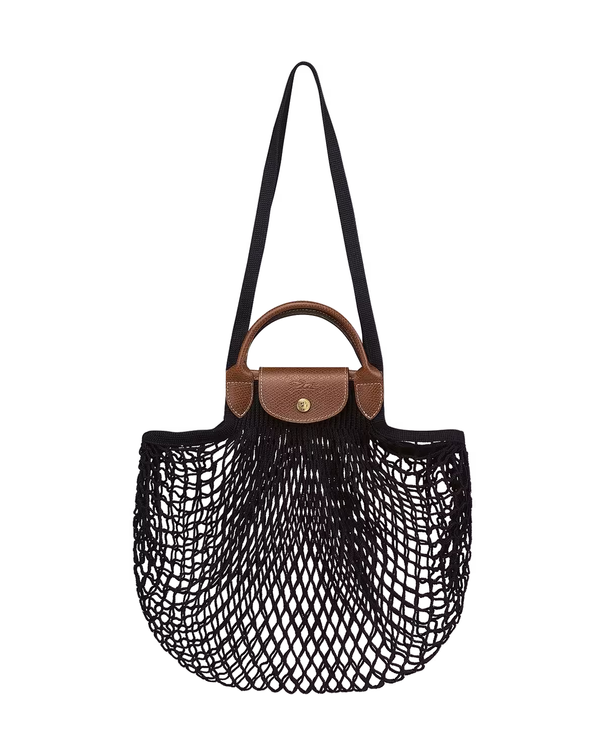 Longchamp Le Pliage Filet Net Shopper Bag in Black