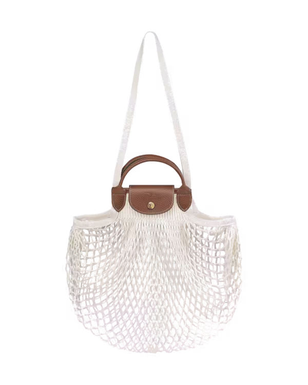 Longchamp Le Pliage Filet Net Shopper Bag in Ecru