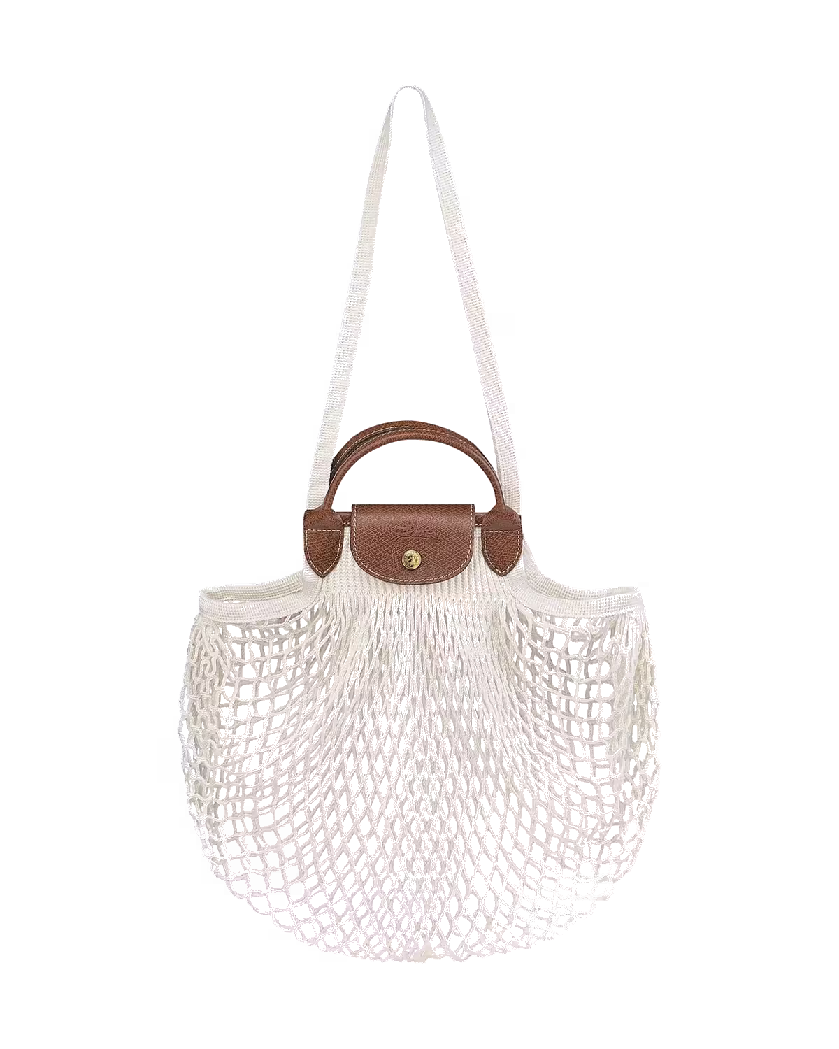 Longchamp Le Pliage Filet Net Shopper Bag in Ecru
