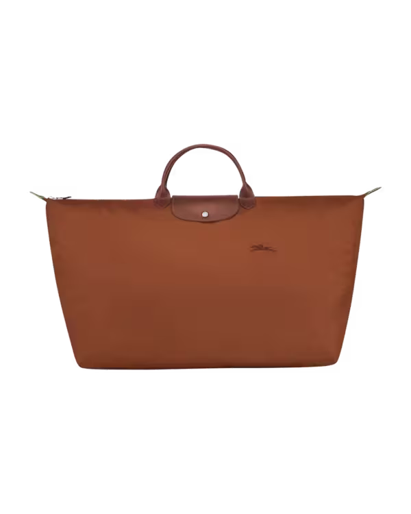 Longchamp Le Pliage Green Medium Travel Top Handle Bag in Cognac