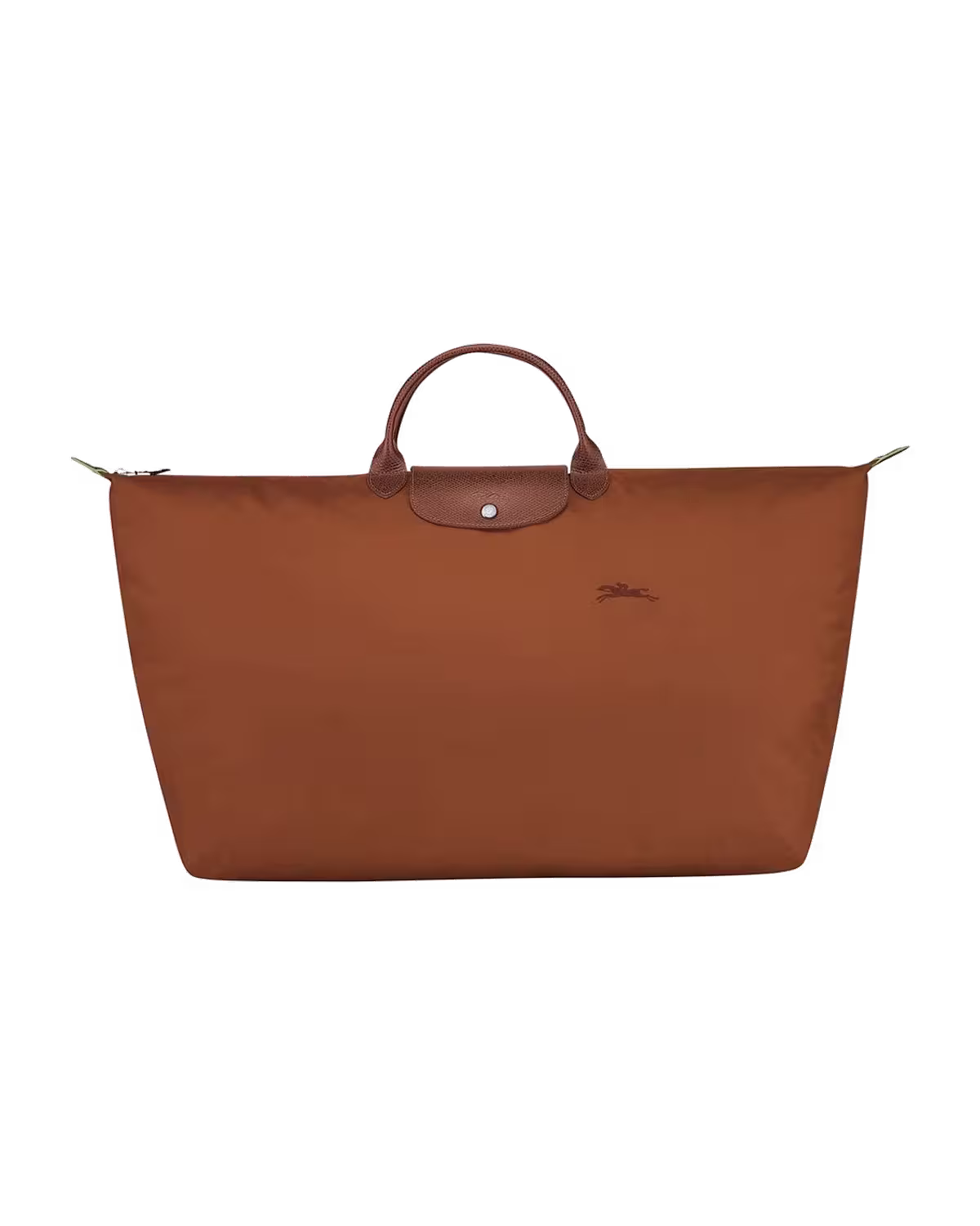 Longchamp Le Pliage Green Medium Travel Top Handle Bag in Cognac