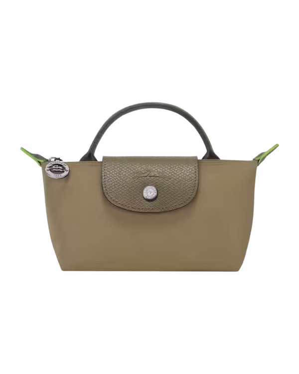 Longchamp Le Pliage Green Pouch with Handle in Artichoke