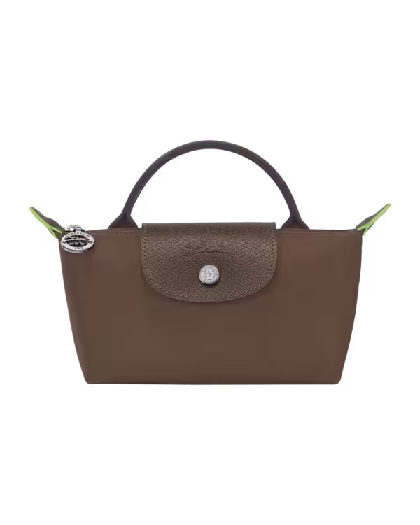 Longchamp Le Pliage Green Pouch with Handle in Terra