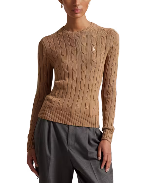 Cable-Knit Cotton Crewneck Sweater