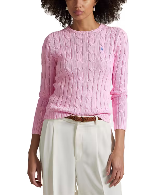 Cable-Knit Cotton Crewneck Sweater