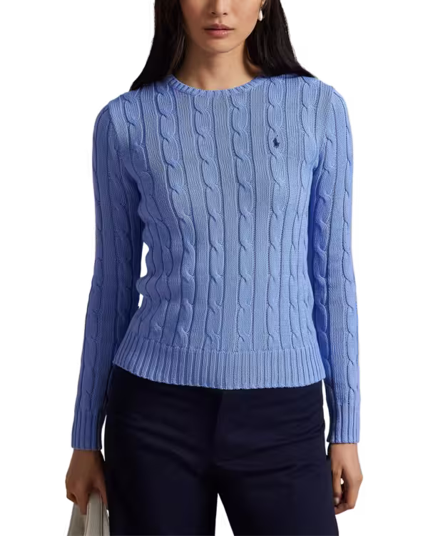 Cable-Knit Cotton Crewneck Sweater