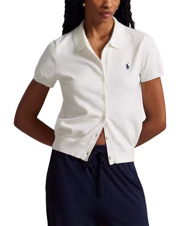 Short-Sleeve Buttoned Cardigan
