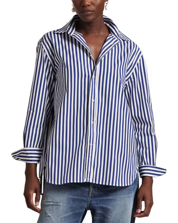 Aboutsize Fit Striped Cotton Shirt