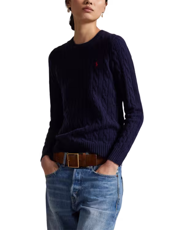 Cable Wool-Cashmere Crewneck Sweater