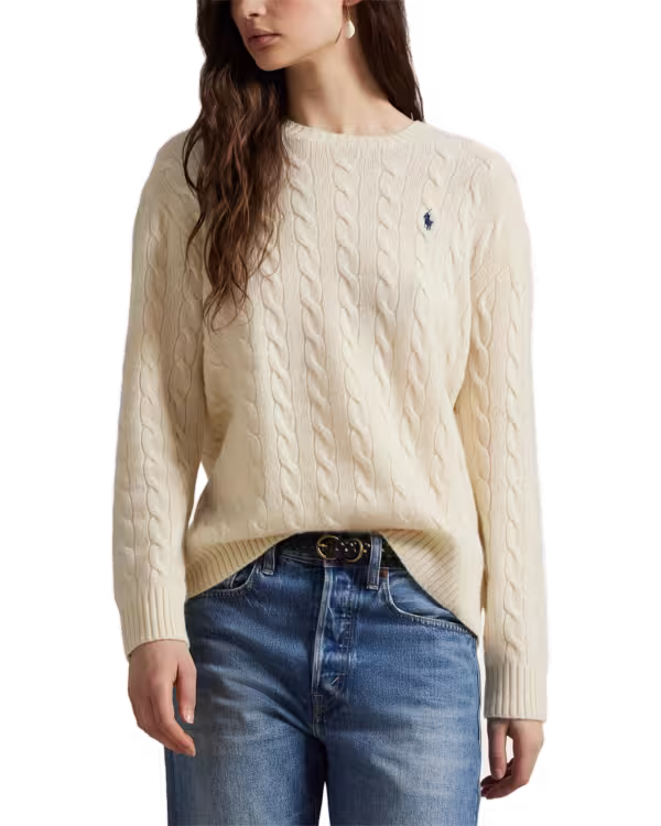 Cable Wool-Cashmere Crewneck Sweater