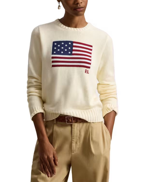 Flag Cotton Crewneck Sweater