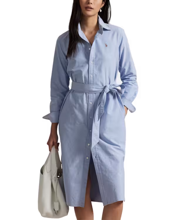 Belted Cotton Oxford Shirtdress