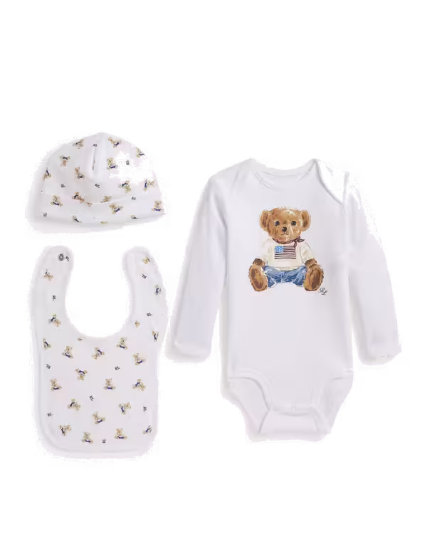Polo Bear Cotton 3-Piece Gift Set (Nb-9 Months)