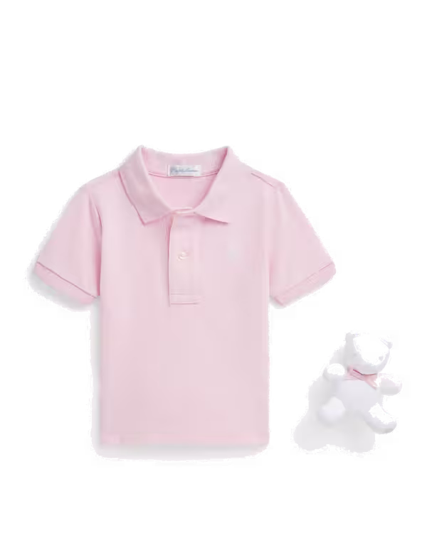 Cotton Mesh Polo Shirt & Bear Gift Box (3-12 Months)
