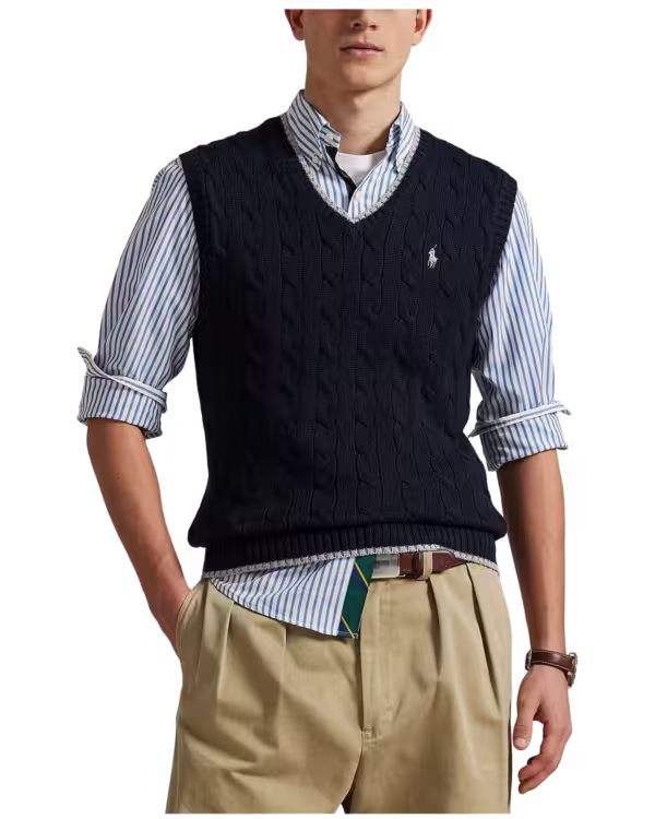 Cable-Knit Cotton Sweater Vest