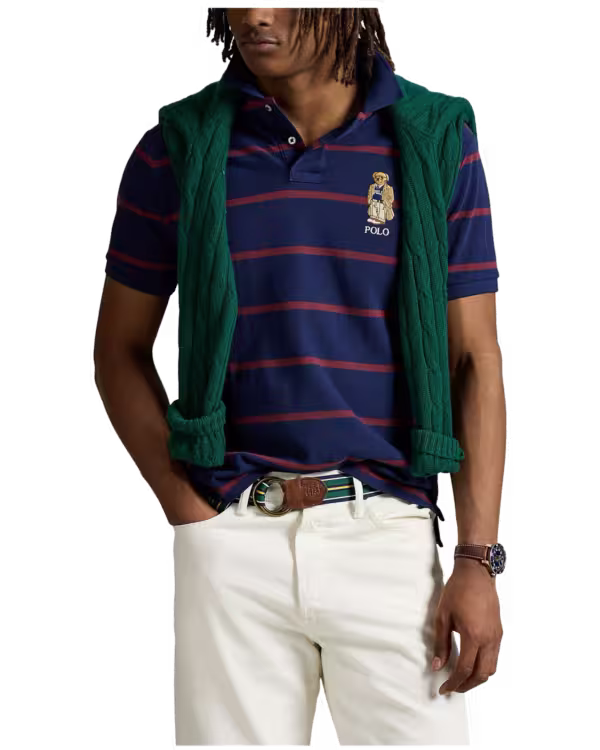 Custom Slim Fit Bear Mesh Polo Shirt