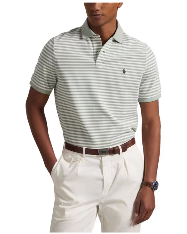 Custom Slim Fit Striped Mesh Polo Shirt
