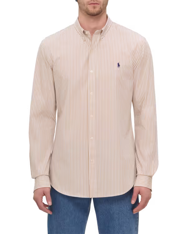 Slim Fit Striped Stretch Poplin Shirt