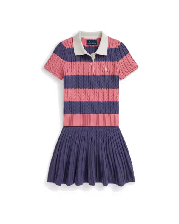Cable Cotton Polo Sweater & Skirt Set (8-20 Years)