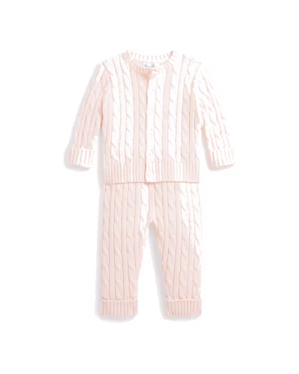Cable-Knit Cotton Cardigan & Pant Set (Nb-24 Months)