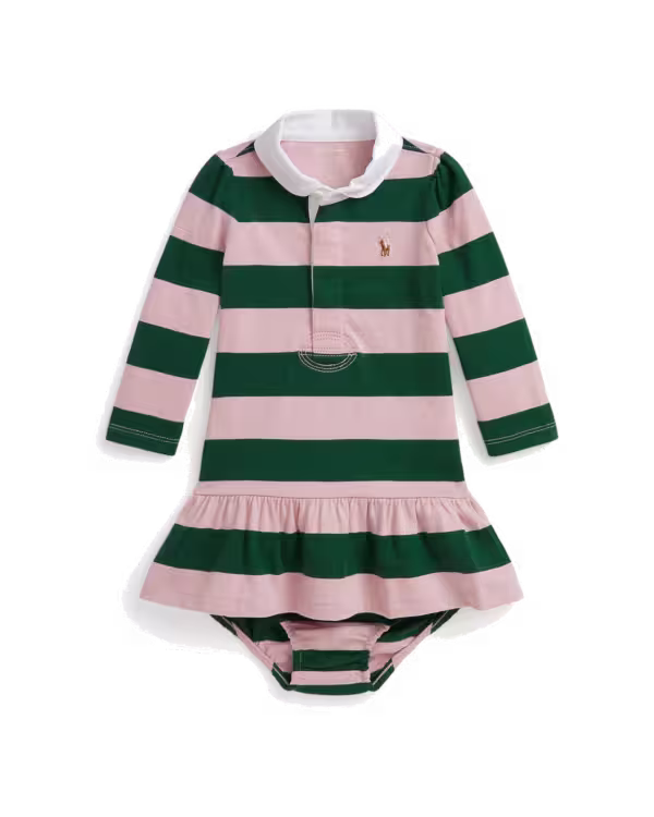 Striped Cotton Rugby Dress & Bloomer (3-24 Months)