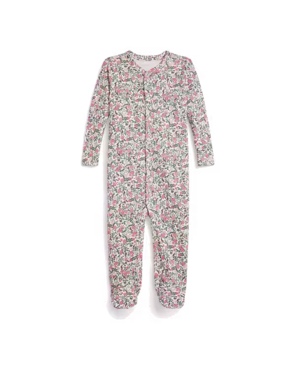Floral Cotton Interlock Footed Coverall (Premmie-9 Months)