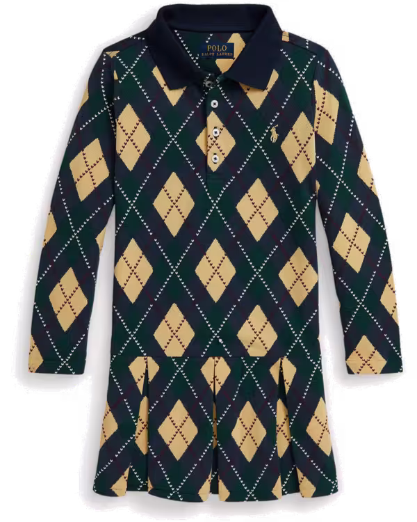Argyle Stretch Mesh Polo Dress (2-7 Years)