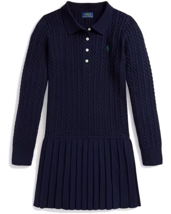 Mini-Cable Polo Sweater Dress (7-16 Years)
