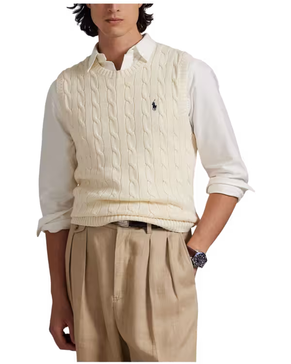 Cable-Knit Cotton Sweater Vest