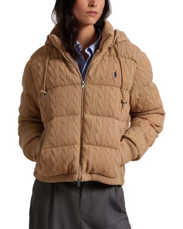 Cable-Knit Wool-Cashmere Puffer Jacket