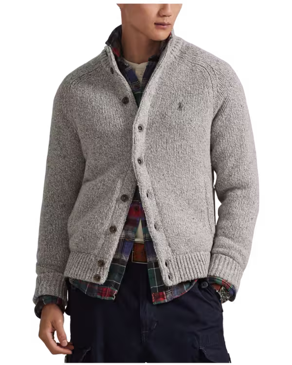 Wool-Blend Mockneck Cardigan