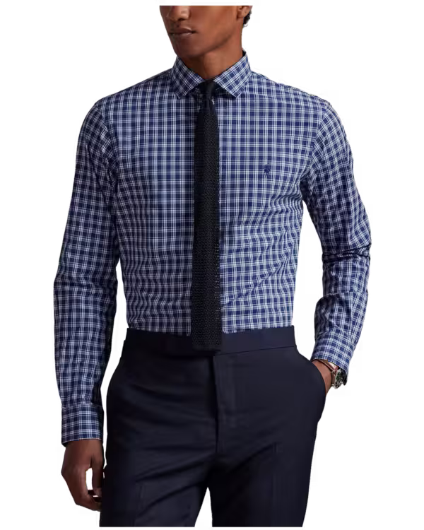 Custom Fit Plaid Stretch Poplin Shirt