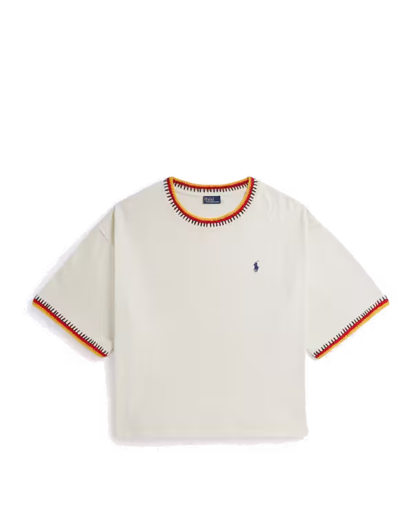 Crochet-Trim Cotton Jersey Tee