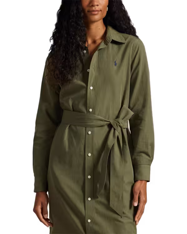 Cotton-Linen Belted Shirtdress