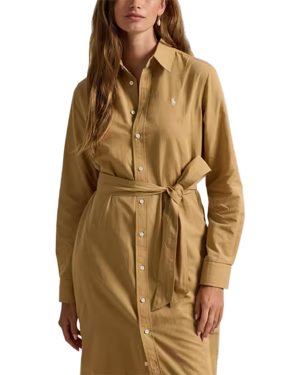 Cotton-Linen Belted Shirtdress