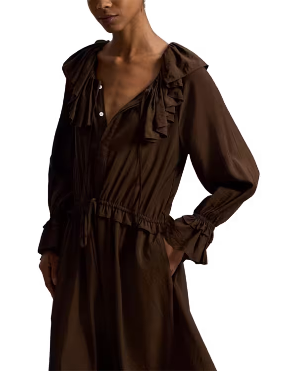 Ruffled Blouson Crepe Dress