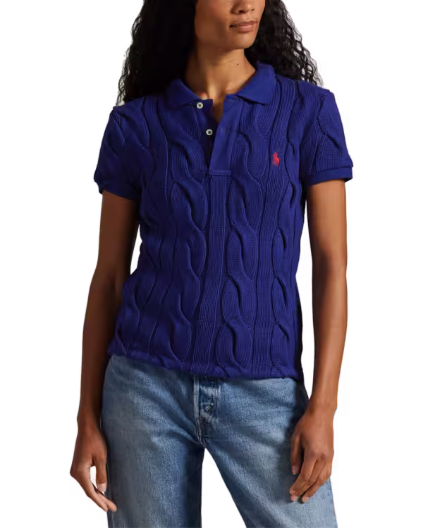 Cable-Knit Cotton Polo Shirt