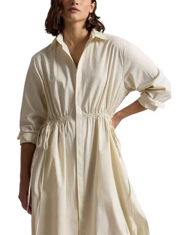 Cotton Drawcord Shirtdress