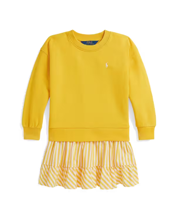 Striped-Skirt Loopback Fleece Dress (2-6 Years)