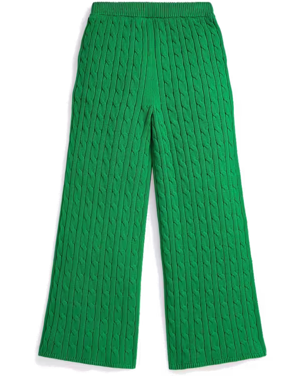 Cable-Knit Cotton Wide-Leg Sweater Pant (7-16 Years)