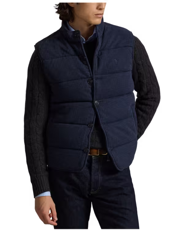 Houndstooth-Print Estate-Rib Vest
