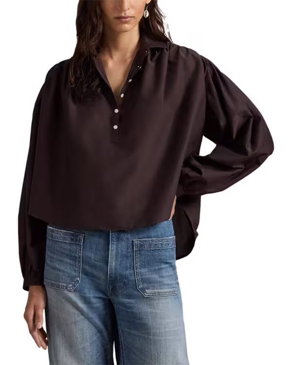Pleated Cotton-Silk Blouse