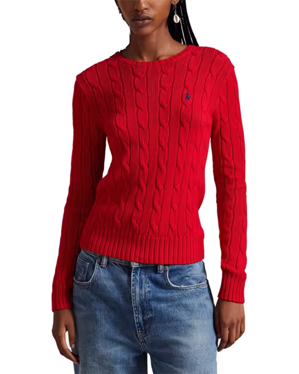 Cable-Knit Cotton Crewneck Sweater