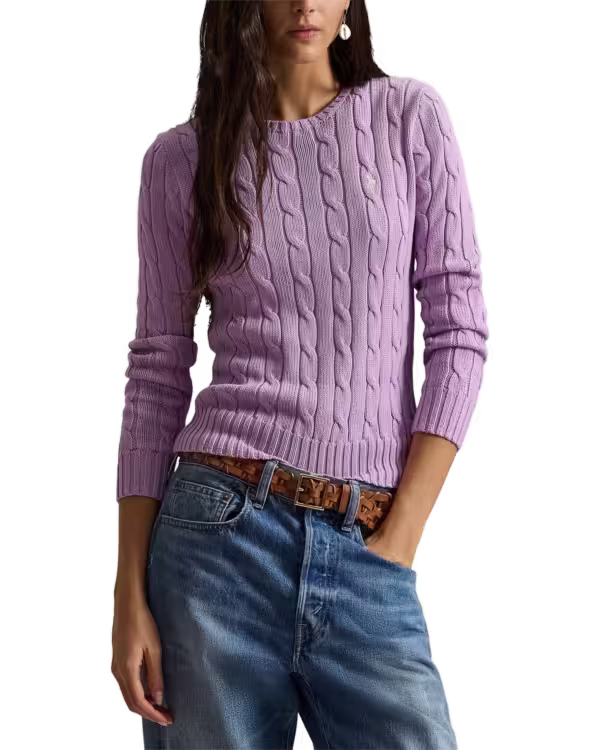 Cable-Knit Cotton Crewneck Sweater