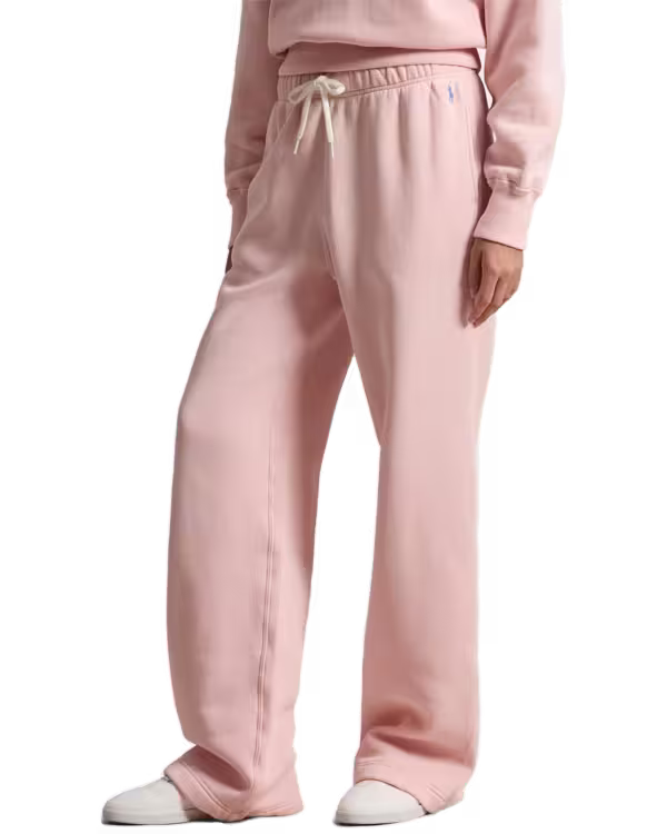 Drawstring Fleece Wide-Leg Sweatpant