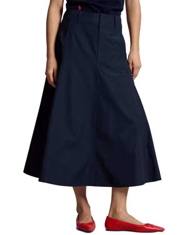 Cotton A-Line Midi Skirt