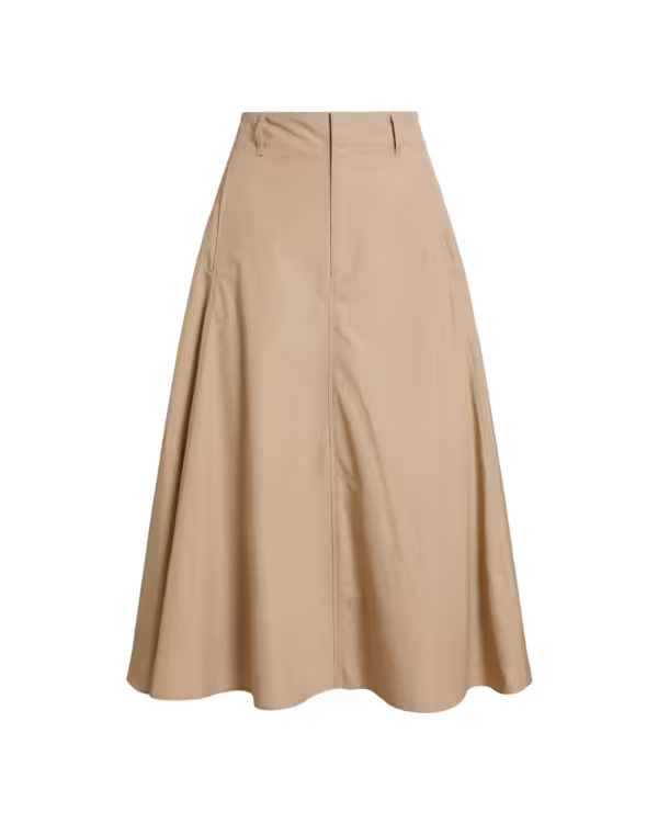 Cotton A-Line Midi Skirt