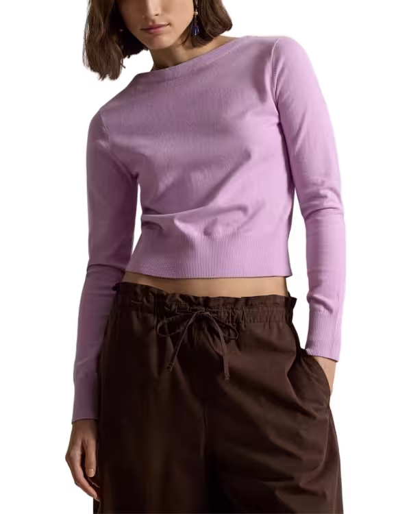 Cotton-Blend Boatneck Sweater