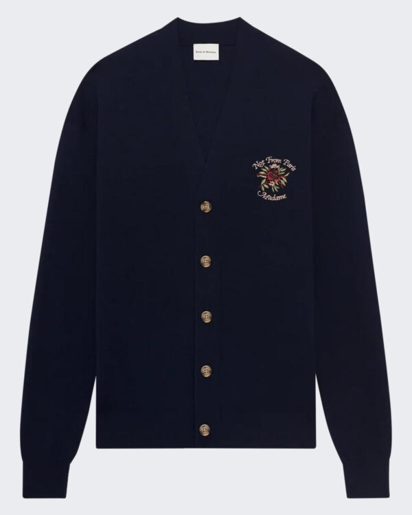 Drole De Monsieur Men’s Le Cardigan Slogan Rose Blue